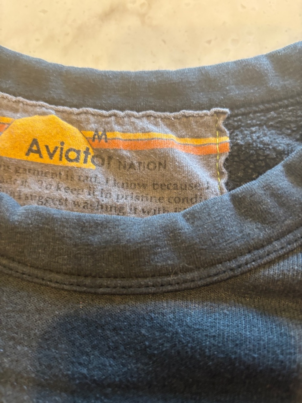 Aviator Nation Navy Crewneck Sweatshirt with Silver Lightning - Picture 2 of 5